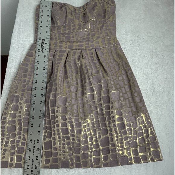 American Eagle Outfitters Strapless Portobello Gold Metallic Mini Dress Size 2 - Picture 8 of 8